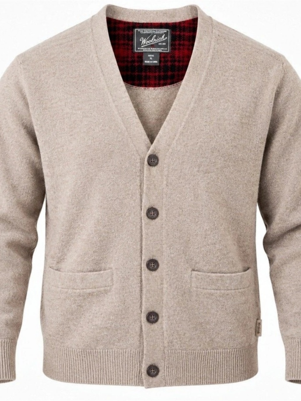 Woolrich Men’s XL Merino Wool Cardigan Dark Shale Heather Button Front Sweater